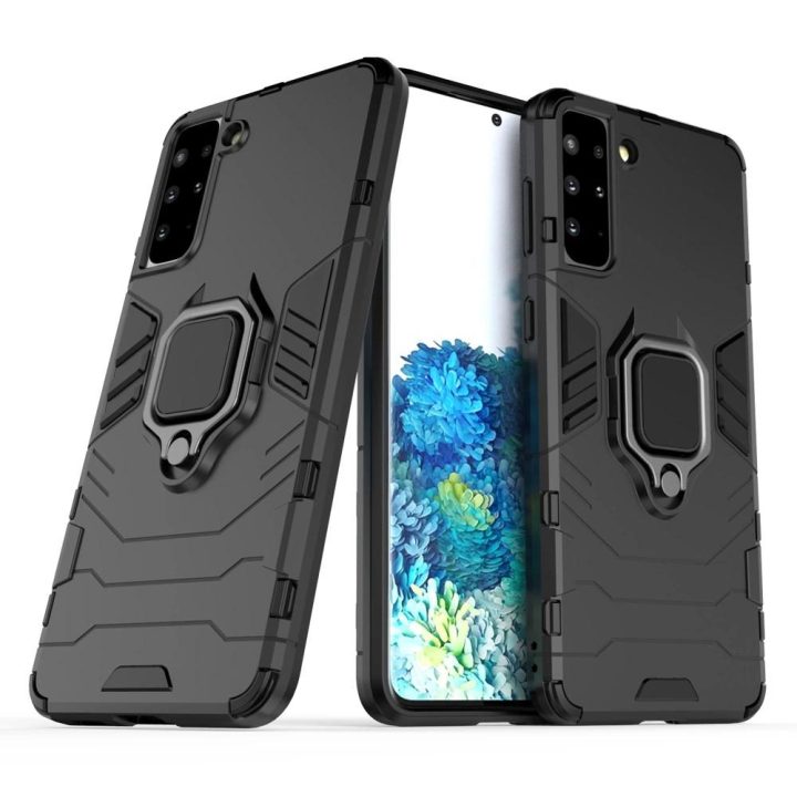 Ring Armor tvirtas hibridinis dėklas + magnetinis laikiklis, skirtas Samsung Galaxy S22 + (S22 Plus) , juodas