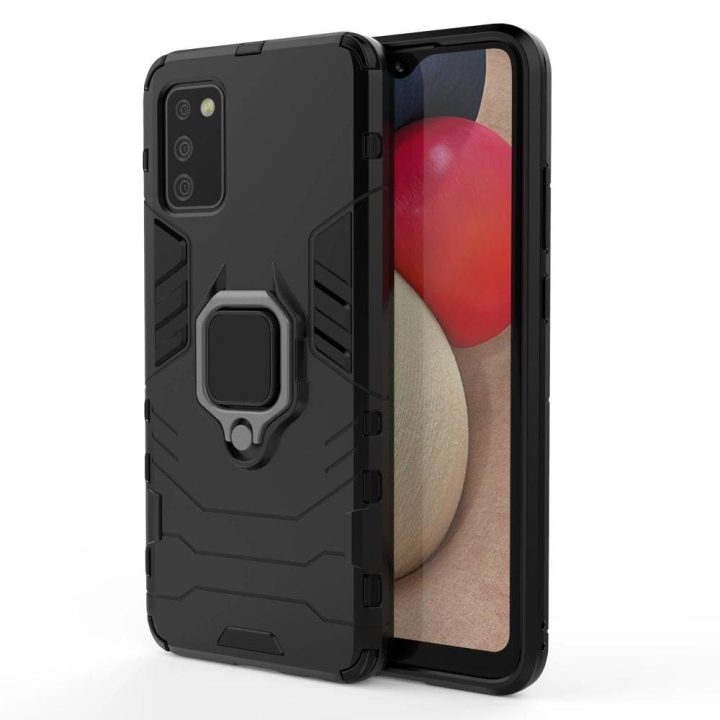 Ring Armor tvirtas hibridinis dėklas + magnetinis laikiklis, skirtas Samsung Galaxy A03s (166.5), juodas