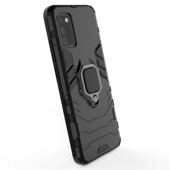 Ring Armor tvirtas hibridinis dėklas + magnetinis laikiklis, skirtas Samsung Galaxy A03s (166.5), juodas