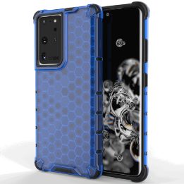 Honeycomb dėklas su geliniu rėmeliu, skirtas Samsung Galaxy S22 Ultra blue