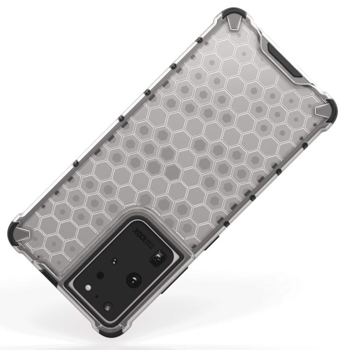 Honeycomb dėklas su geliniu rėmeliu, skirtas Samsung Galaxy S22 Ultra blue