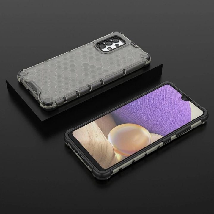 Honeycomb dėklas su geliniu rėmeliu Samsung Galaxy A03s (166.5) , juodos spalvos