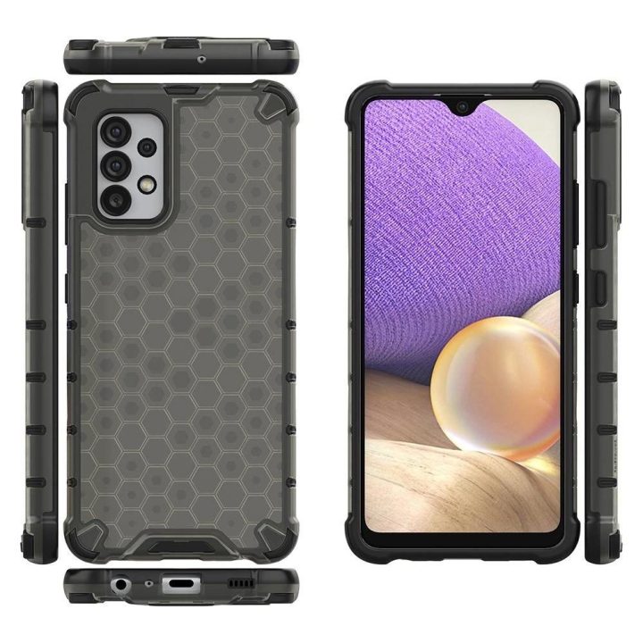 Honeycomb dėklas su geliniu rėmeliu Samsung Galaxy A03s (166.5) , juodos spalvos