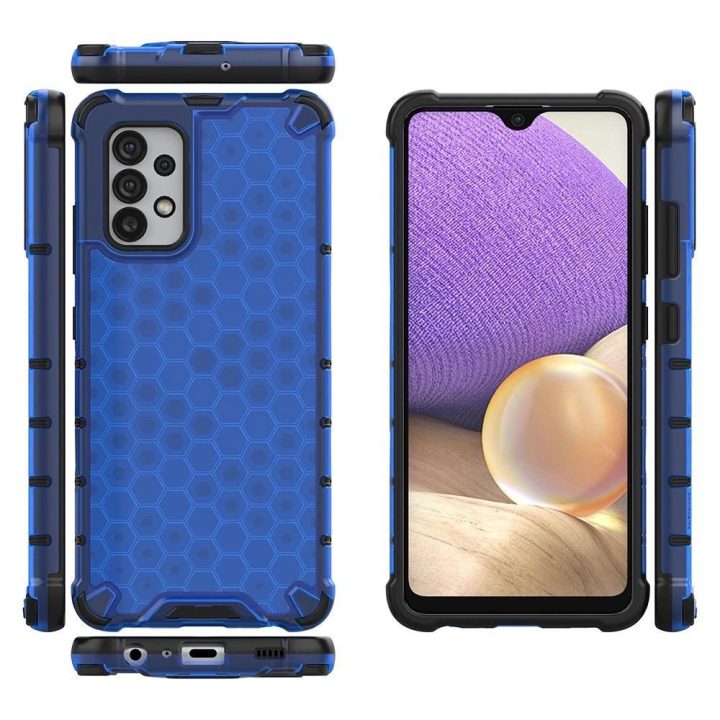 Honeycomb dėklas su geliniu rėmeliu, skirtas Samsung Galaxy A03s (166.5), mėlynos spalvos