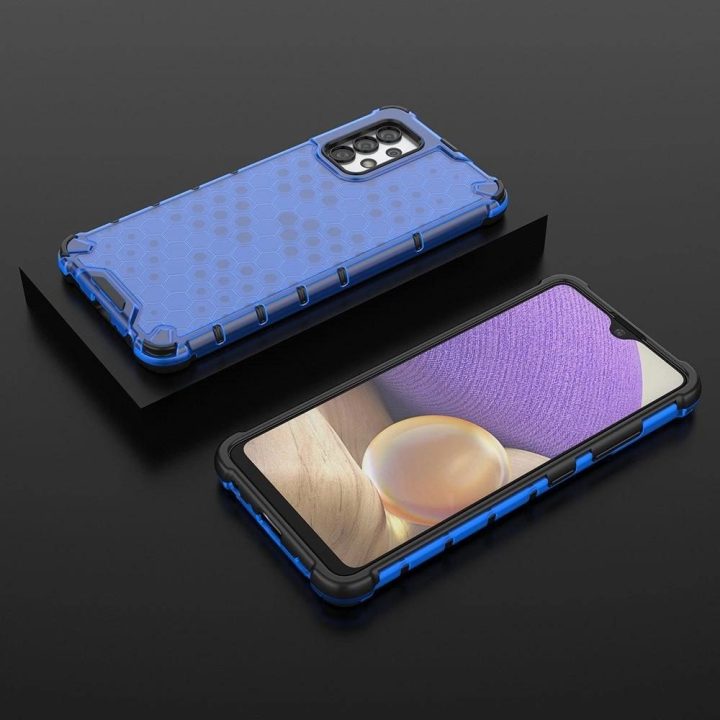 Honeycomb dėklas su geliniu rėmeliu, skirtas Samsung Galaxy A03s (166.5), mėlynos spalvos
