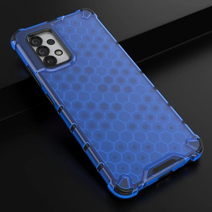Honeycomb dėklas su geliniu rėmeliu, skirtas Samsung Galaxy A03s (166.5), mėlynos spalvos