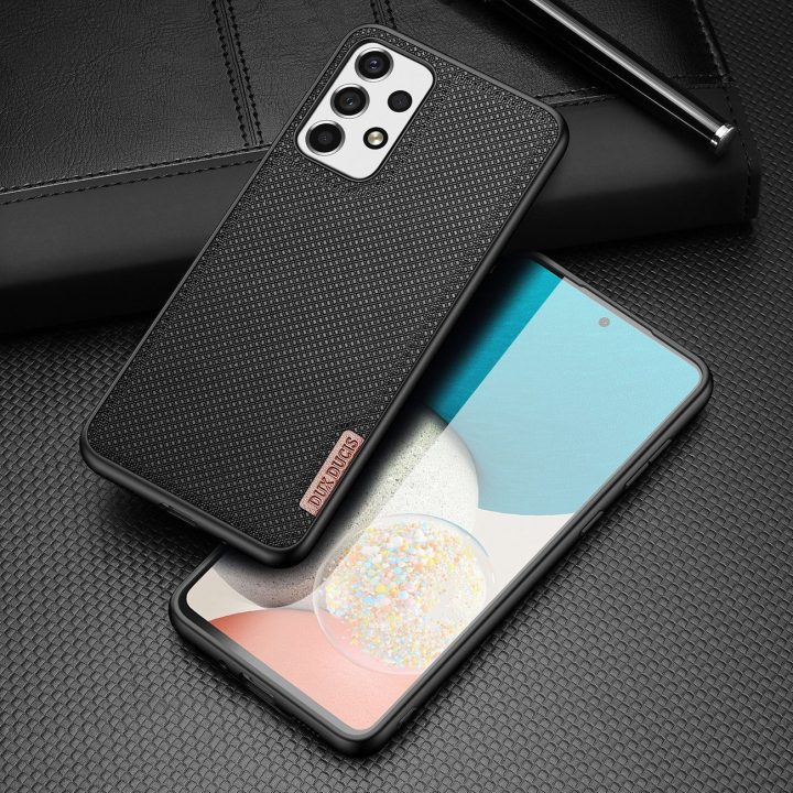 Fino dėklo dangtelis, nailono medžiaga Samsung Galaxy A73 juodas