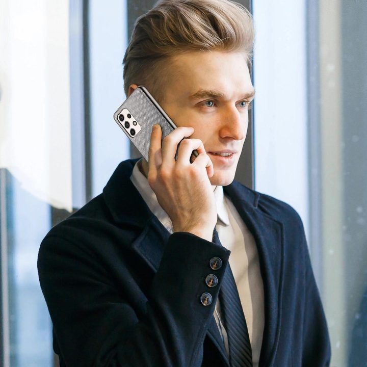 Fino dėklas pagamintas iš nailono medžiagos, skirtas Samsung Galaxy A73 , mėlynos spalvos