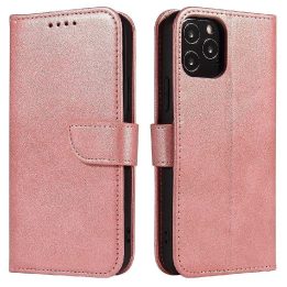 Magnetinis dėklas elegantiškas dėklas su atvartu ir stovo funkcija, skirtas Samsung Galaxy A03s (166.5), rožinės spalvos