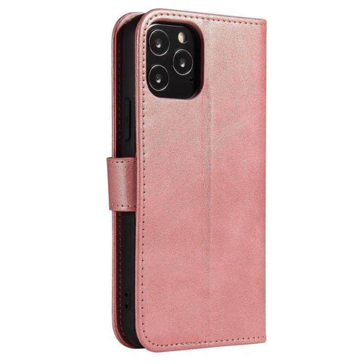 Magnetinis dėklas elegantiškas dėklas su atvartu ir stovo funkcija, skirtas Samsung Galaxy A03s (166.5), rožinės spalvos