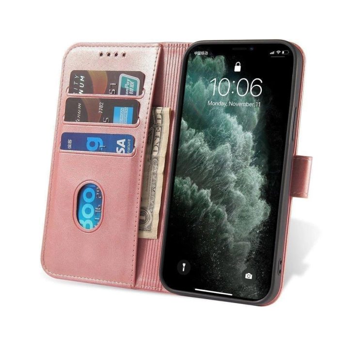 Magnetinis dėklas elegantiškas dėklas su atvartu ir stovo funkcija, skirtas Samsung Galaxy A73 , rožinės spalvos