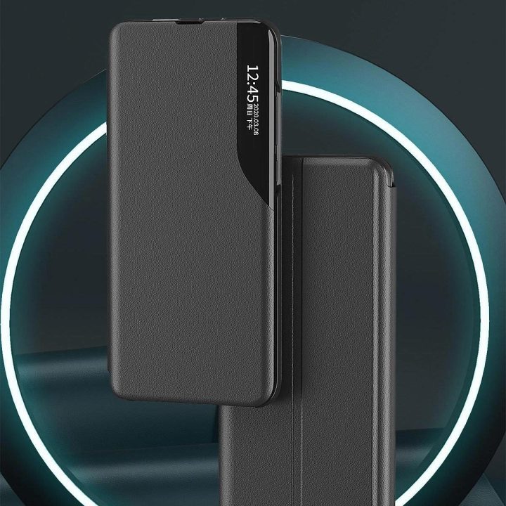 Eco Leather View Case elegantiškas dėklas su atvartu ir stovo funkcija, skirtas Samsung Galaxy A73 , raudonos spalvos