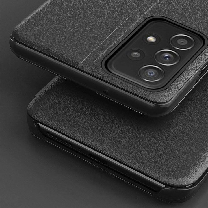 Eco Leather View Case elegantiškas dėklas su atvartu ir stovo funkcija, skirtas Samsung Galaxy A73 , raudonos spalvos