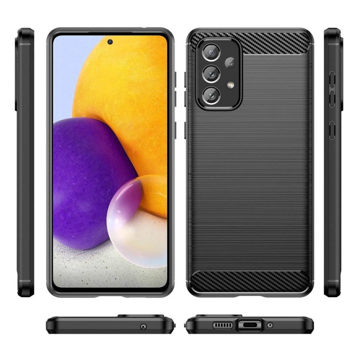 Carbon Case Lankstus TPU dangtelis, skirtas Samsung Galaxy A73 black