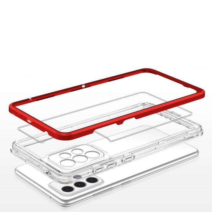 Skaidrus 3in1 korpusas Samsung Galaxy A13 5G Frame Gel Cover Red