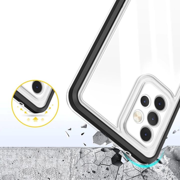 Skaidrus 3in1 korpusas Samsung Galaxy A73 Frame Cover Gel Black