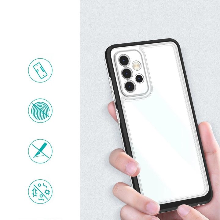 Skaidrus 3in1 korpusas Samsung Galaxy A73 Frame Cover Gel Black