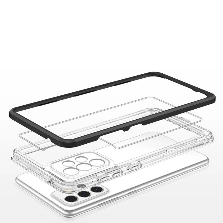Skaidrus 3in1 korpusas Samsung Galaxy A73 Frame Cover Gel Black