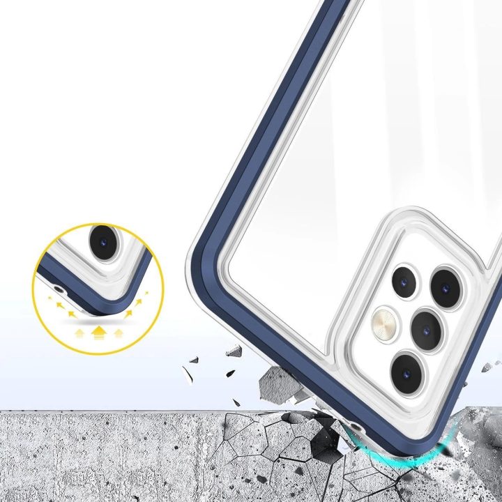 Skaidrus 3in1 korpusas Samsung Galaxy A73 Frame Cover Gel Blue