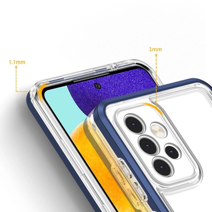 Skaidrus 3in1 korpusas Samsung Galaxy A73 Frame Cover Gel Blue