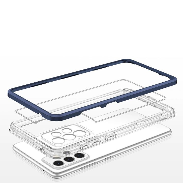Skaidrus 3in1 korpusas Samsung Galaxy A73 Frame Cover Gel Blue