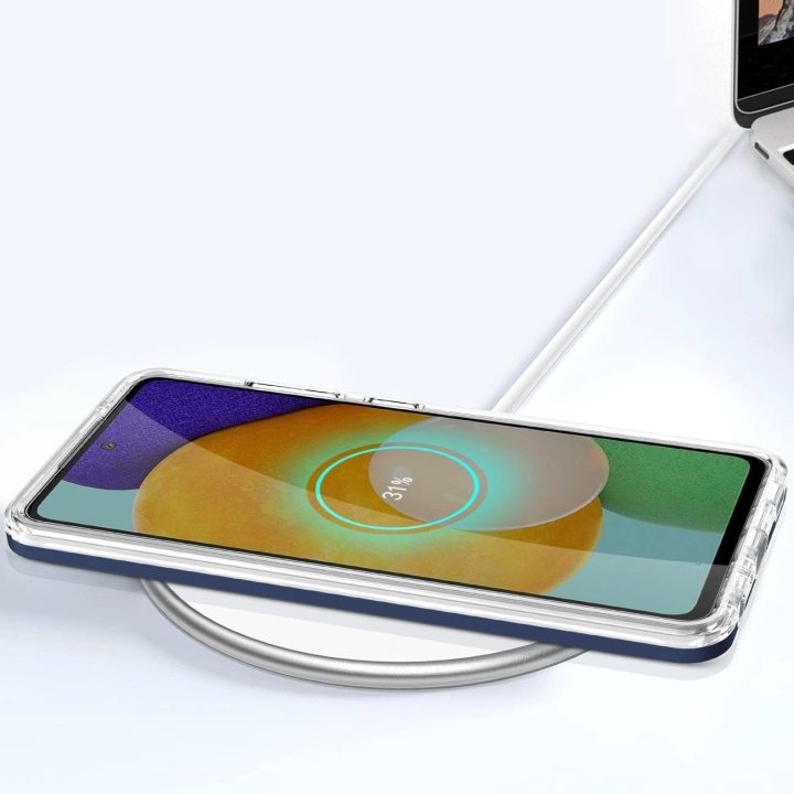 Skaidrus 3in1 korpusas Samsung Galaxy A73 Frame Cover Gel Blue