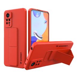 Silikoninis Xiaomi Redmi Note 11 Pro telefono stovo dangtelis, skirtas Xiaomi Redmi Note 11 Pro , raudonos spalvos