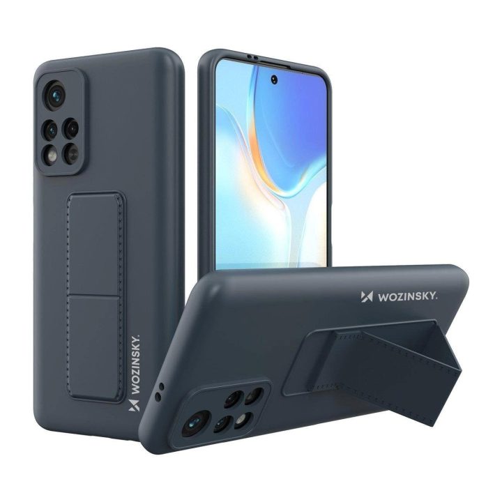 Kickstand Case silikoninis stovo dangtelis, skirtas Xiaomi Redmi 10 navy blue