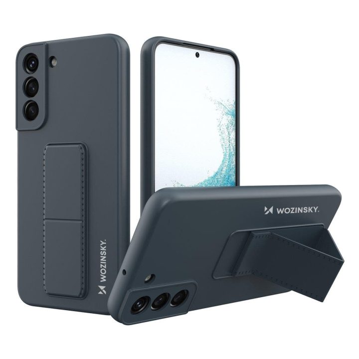 Kickstand Case silikoninis stovo dangtelis, skirtas Samsung Galaxy S22 + tamsiai mėlynas