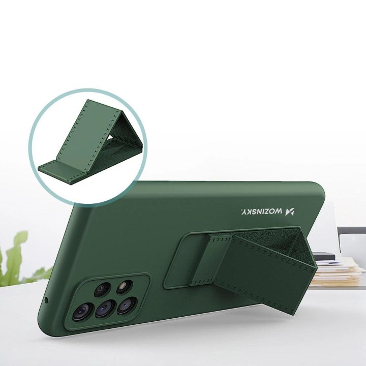 Kickstand Case silikoninis stovo dangtelis, skirtas Samsung Galaxy A73, juodas