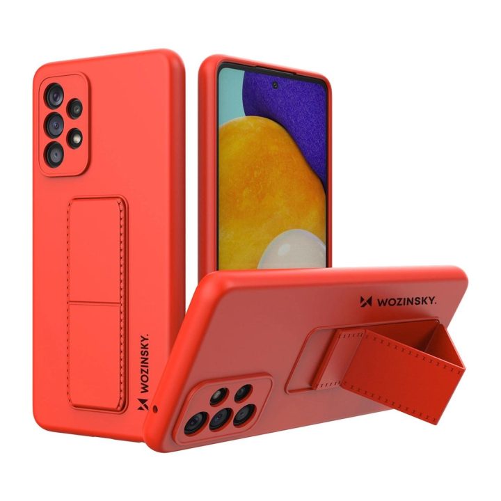 Kickstand Case silikoninis stovo dangtelis, skirtas Samsung Galaxy A73, raudonas