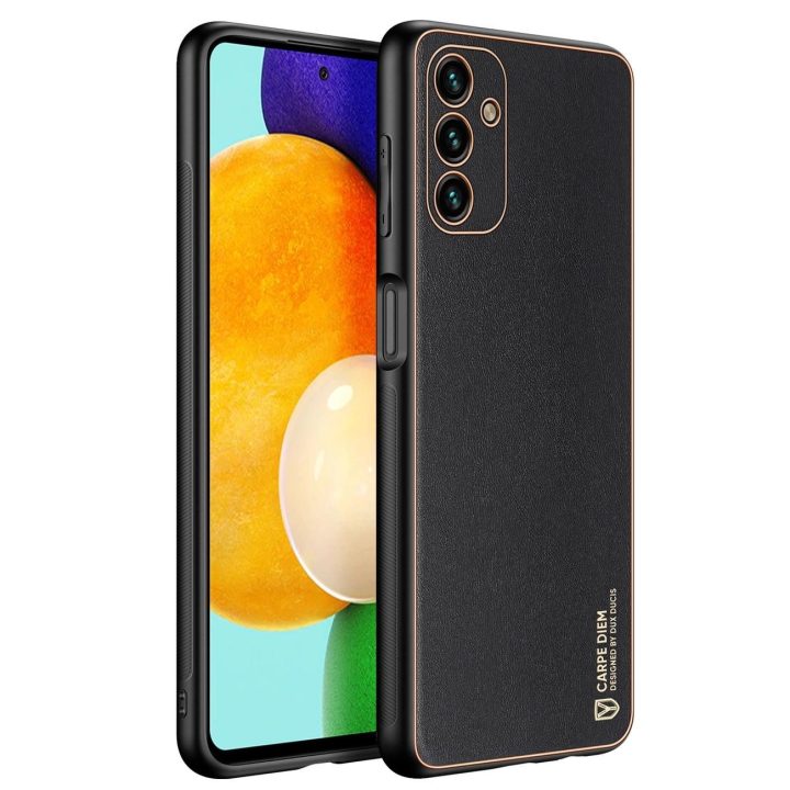 elegantiškas dangtelis iš ekologiškos odos, skirtas Samsung Galaxy A13 5G , juodas
