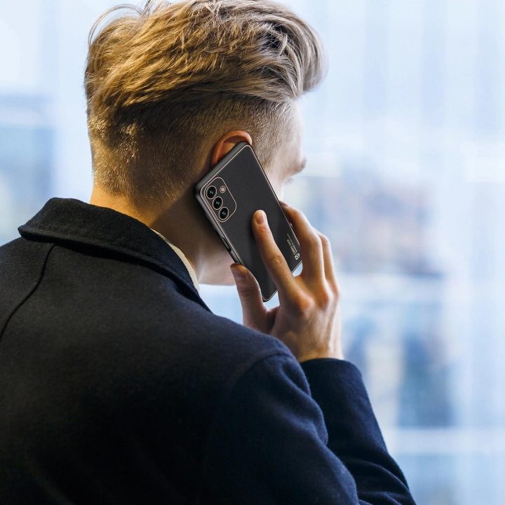 elegantiškas dangtelis iš ekologiškos odos, skirtas Samsung Galaxy A13 5G , juodas