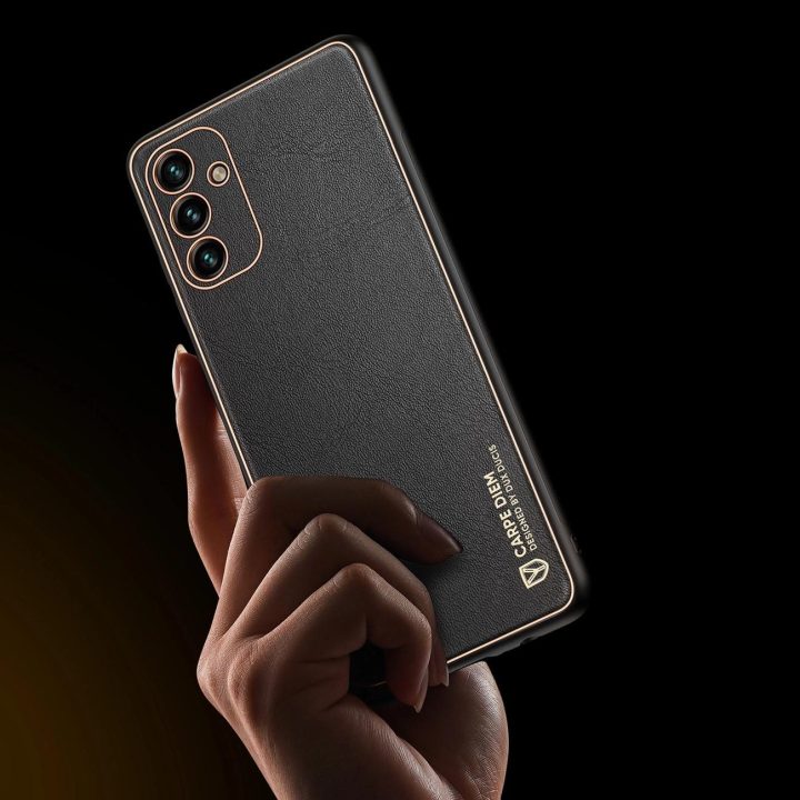 elegantiškas dangtelis iš ekologiškos odos, skirtas Samsung Galaxy A13 5G , juodas