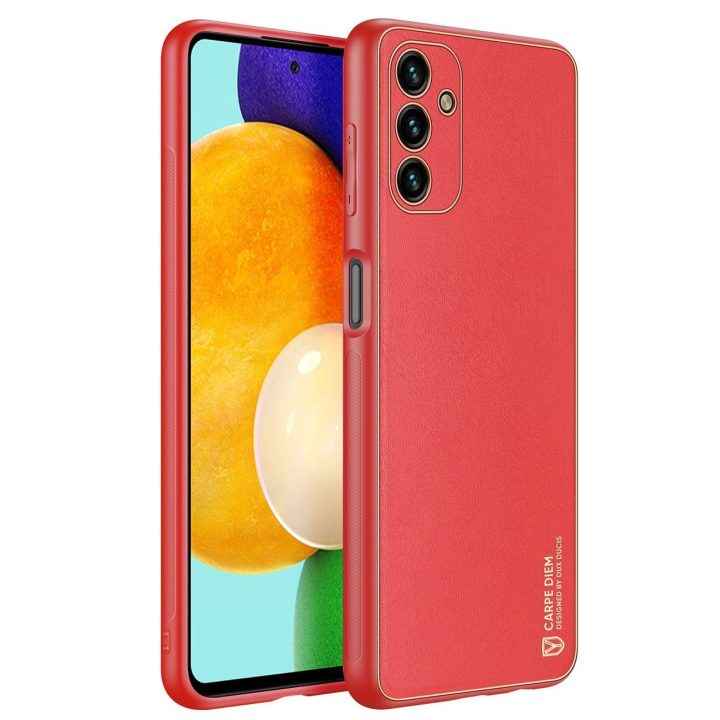 elegantiškas dangtelis iš ekologiškos odos, skirtas Samsung Galaxy A13 5G , raudonos spalvos