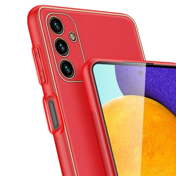 elegantiškas dangtelis iš ekologiškos odos, skirtas Samsung Galaxy A13 5G , raudonos spalvos
