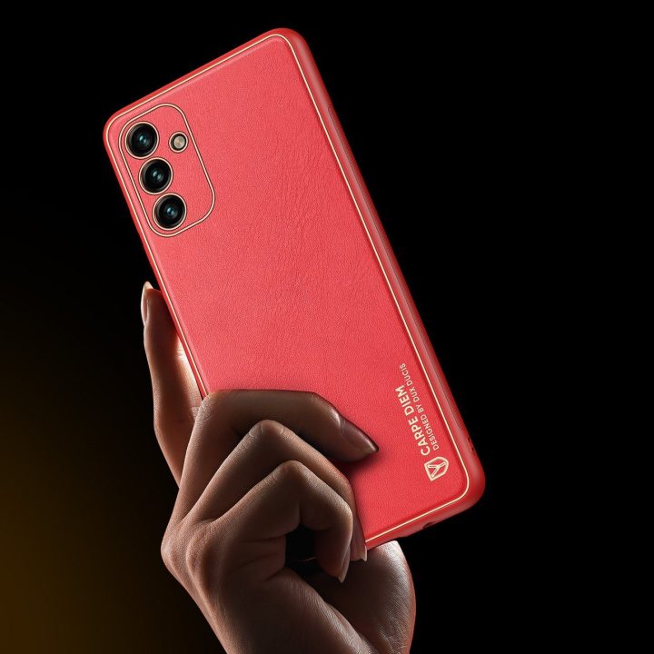elegantiškas dangtelis iš ekologiškos odos, skirtas Samsung Galaxy A13 5G , raudonos spalvos