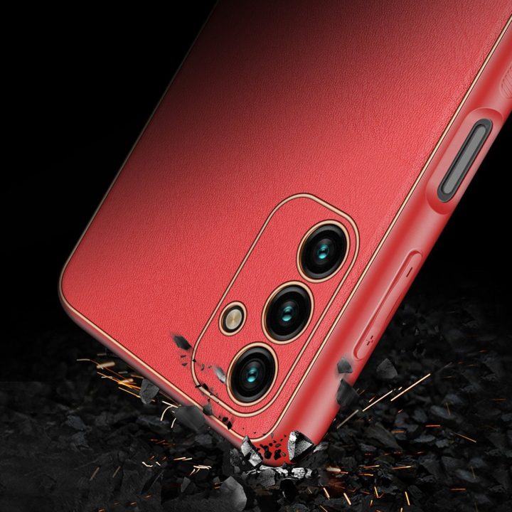 elegantiškas dangtelis iš ekologiškos odos, skirtas Samsung Galaxy A13 5G , raudonos spalvos