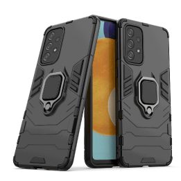 Ring Armor tvirtas hibridinis dėklas + magnetinis laikiklis, skirtas Samsung Galaxy A73 , juodas