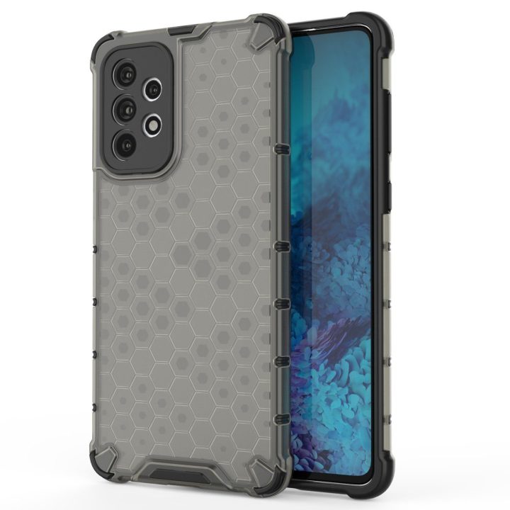 Honeycomb dėklas su geliniu rėmeliu, skirtas Samsung Galaxy A73 , juodos spalvos