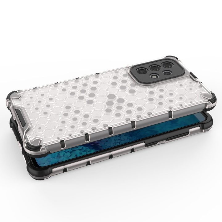 Honeycomb dėklas su geliniu rėmeliu, skirtas Samsung Galaxy A73 , juodos spalvos