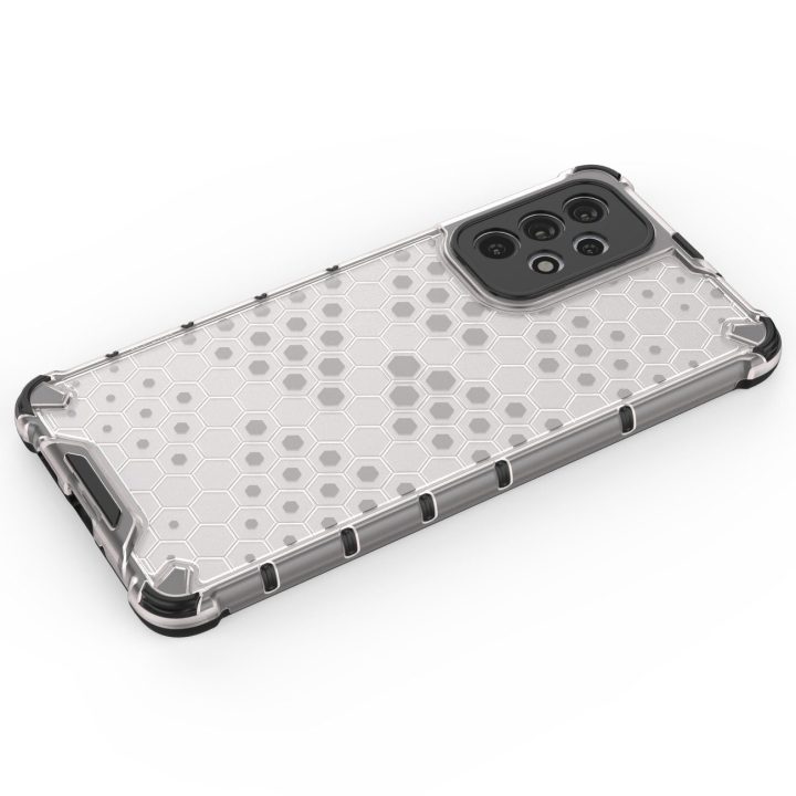 Honeycomb dėklas su geliniu rėmeliu, skirtas Samsung Galaxy A73 , juodos spalvos