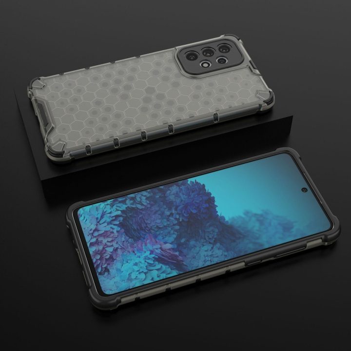 Honeycomb dėklas su geliniu rėmeliu, skirtas Samsung Galaxy A73 , juodos spalvos