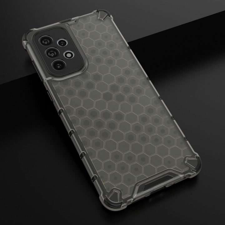 Honeycomb dėklas su geliniu rėmeliu, skirtas Samsung Galaxy A73 , juodos spalvos