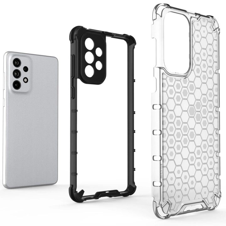 Honeycomb dėklas su geliniu rėmeliu, skirtas Samsung Galaxy A73 , mėlynos spalvos