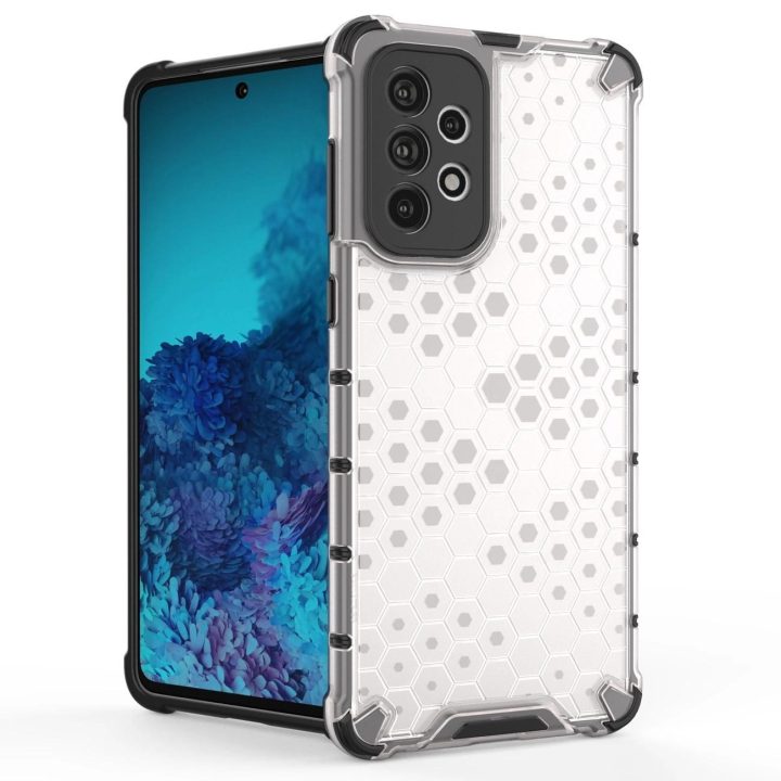 Honeycomb dėklas su geliniu rėmeliu, skirtas Samsung Galaxy A73 , mėlynos spalvos