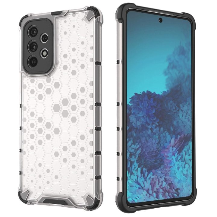 Honeycomb dėklas su geliniu rėmeliu, skirtas Samsung Galaxy A73 , mėlynos spalvos