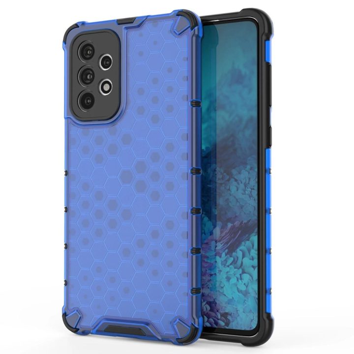 Honeycomb dėklas su geliniu rėmeliu, skirtas Samsung Galaxy A73 , mėlynos spalvos