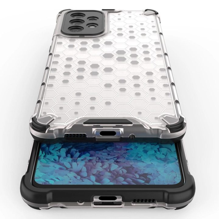 Honeycomb dėklas su geliniu rėmeliu, skirtas Samsung Galaxy A73 , mėlynos spalvos