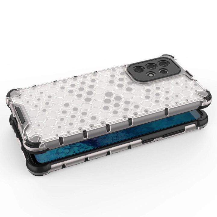 Honeycomb dėklas su geliniu rėmeliu, skirtas Samsung Galaxy A73 , mėlynos spalvos